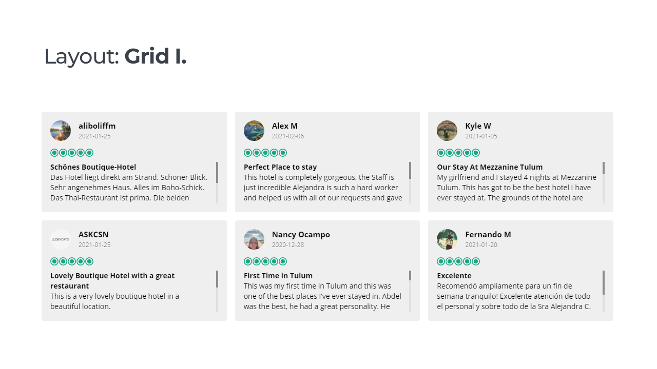 Sample widget - Grid (light background)