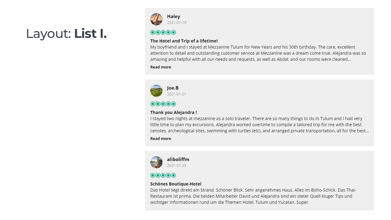 Sample widget - List (light background)