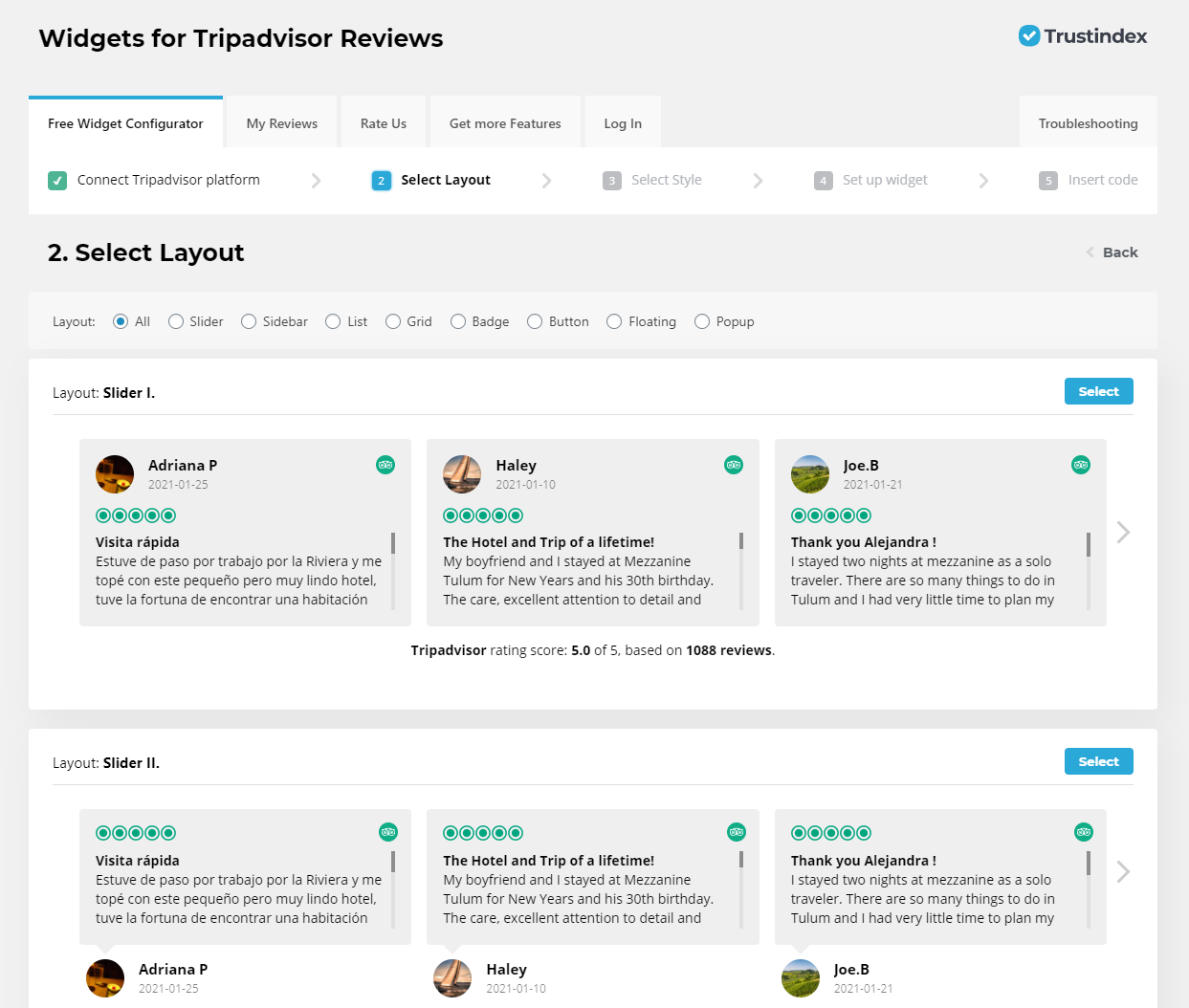 Select layouts easily