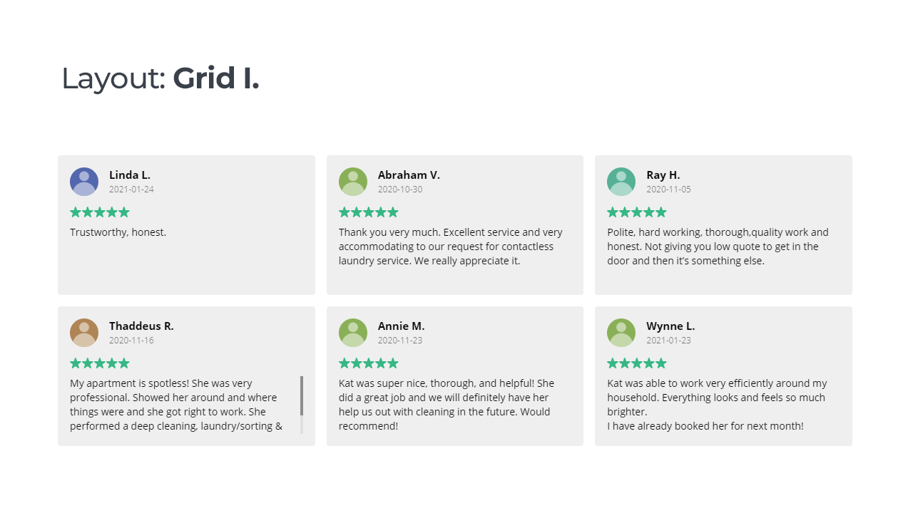 Sample widget - Grid (light background)