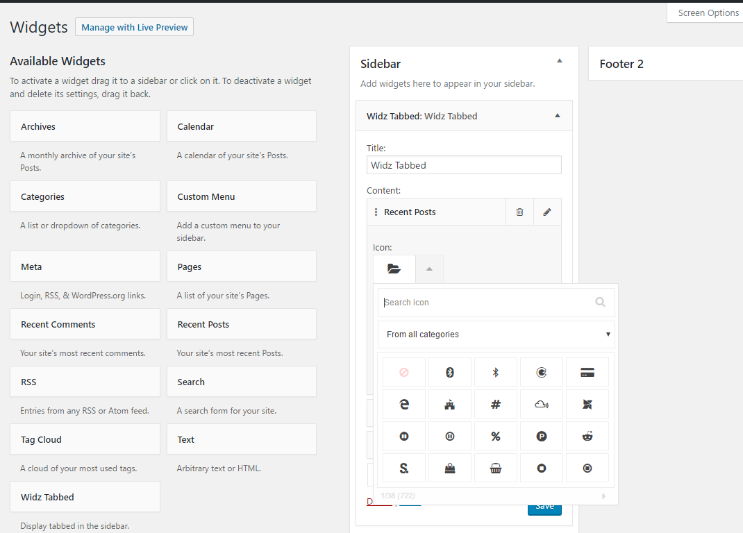 You can select icon for the tab item