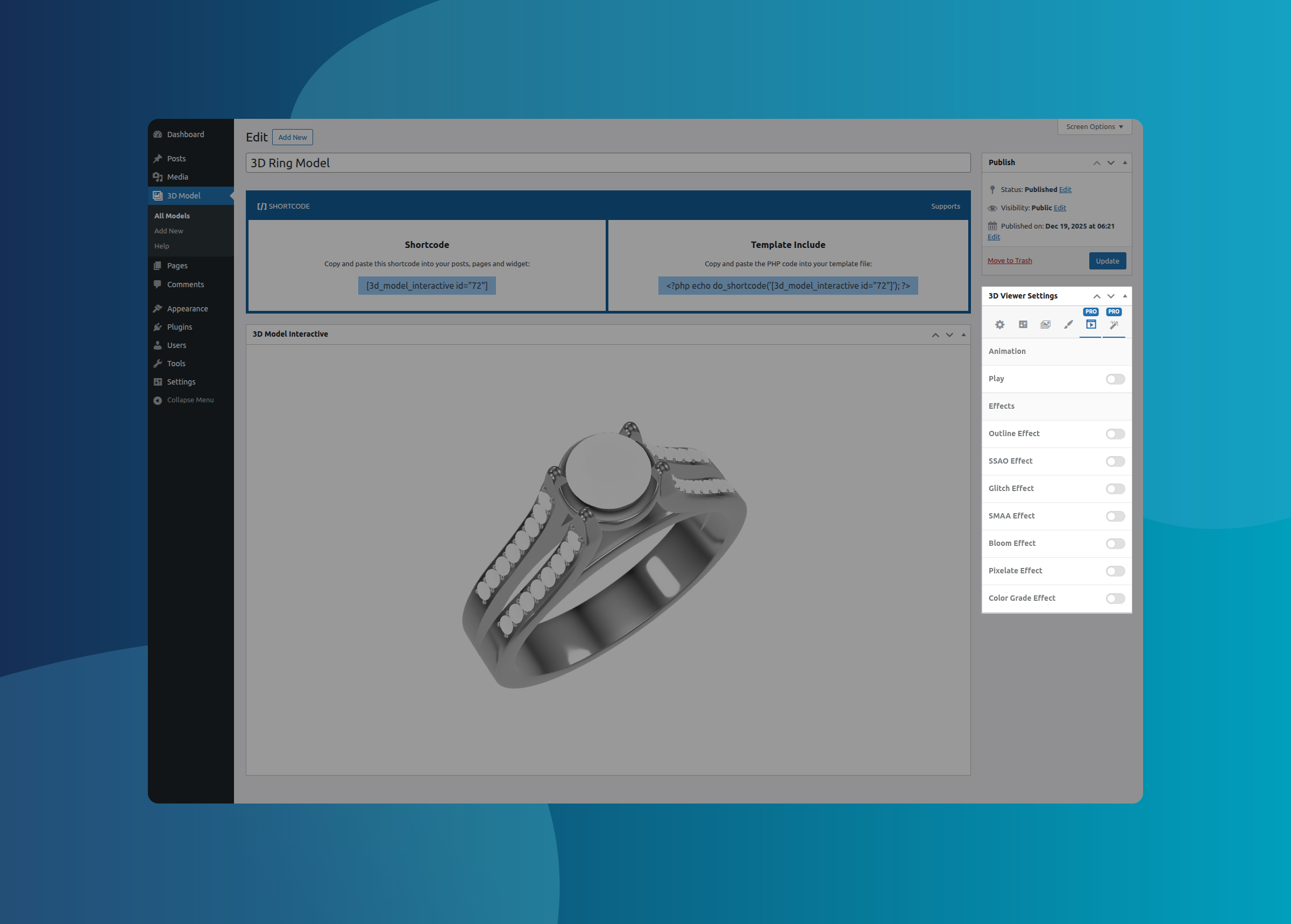 Pro feature settings (animations, effects)