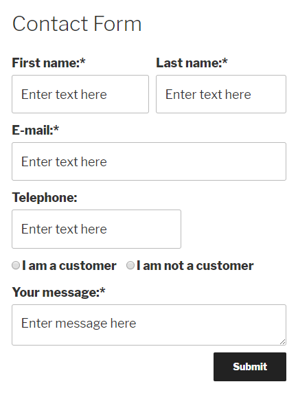Sample contact form.
