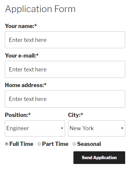 Sample application form.