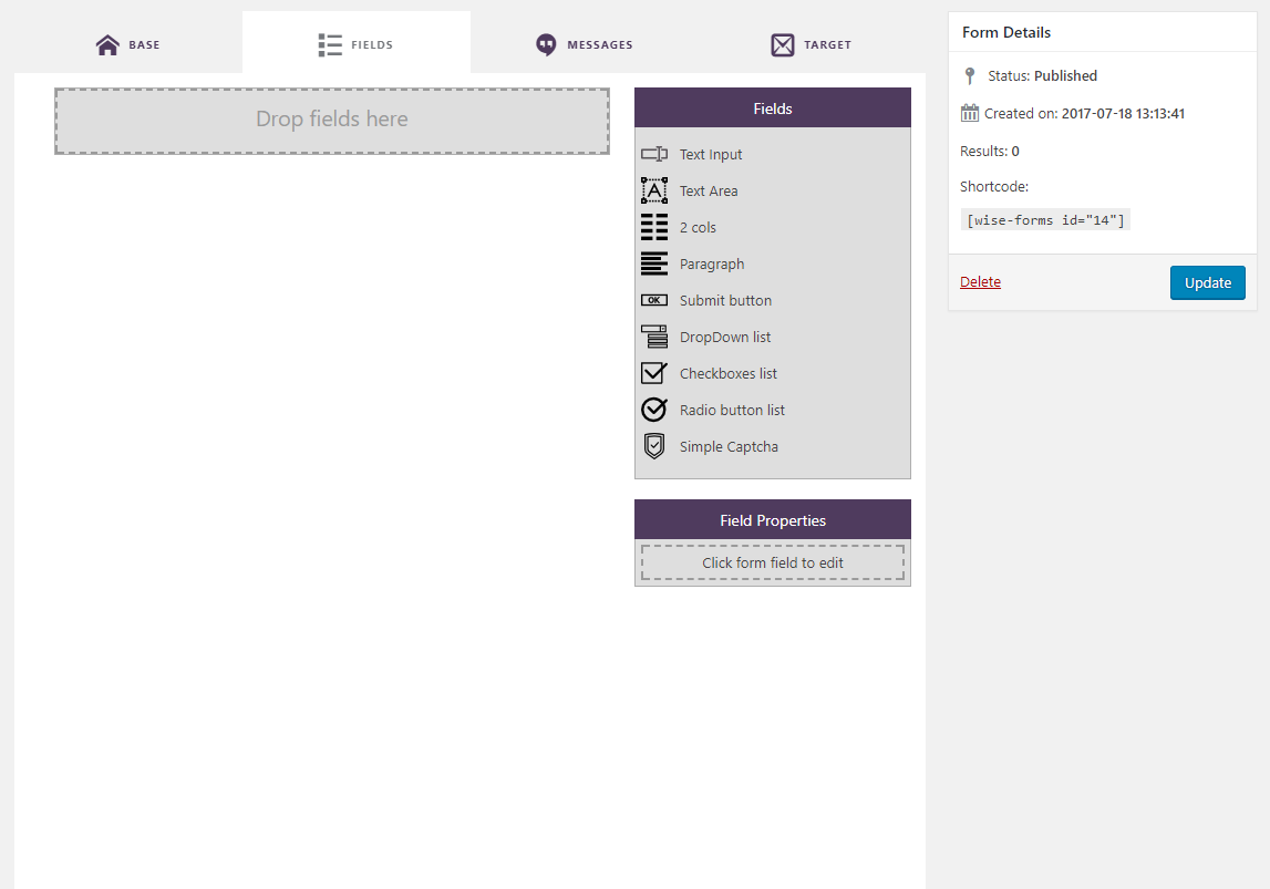 Form designer: starting point.