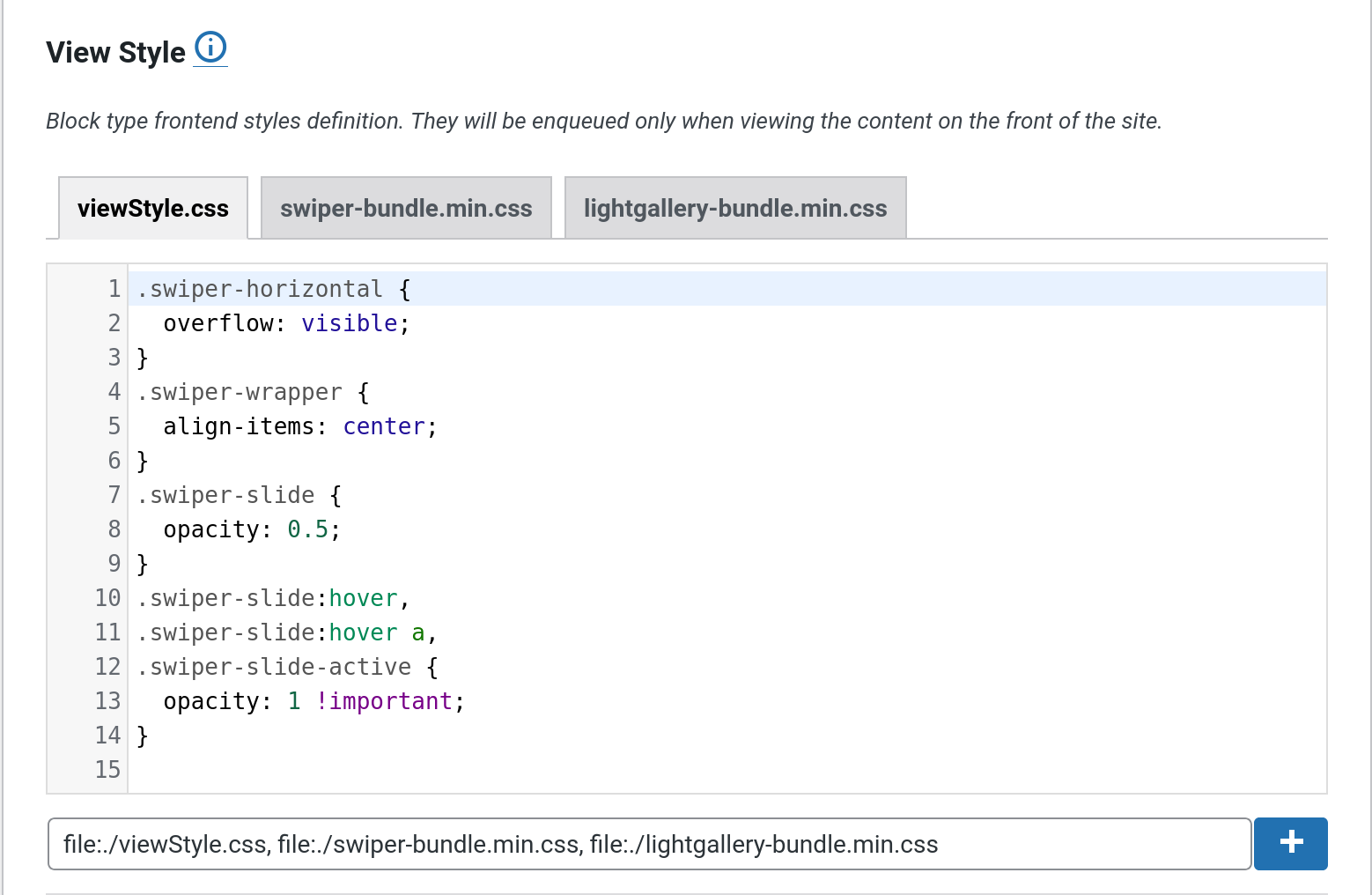 **Usage Statistics:** Track and analyze usage statistics for all blocks—custom, core, and plugin-provided.