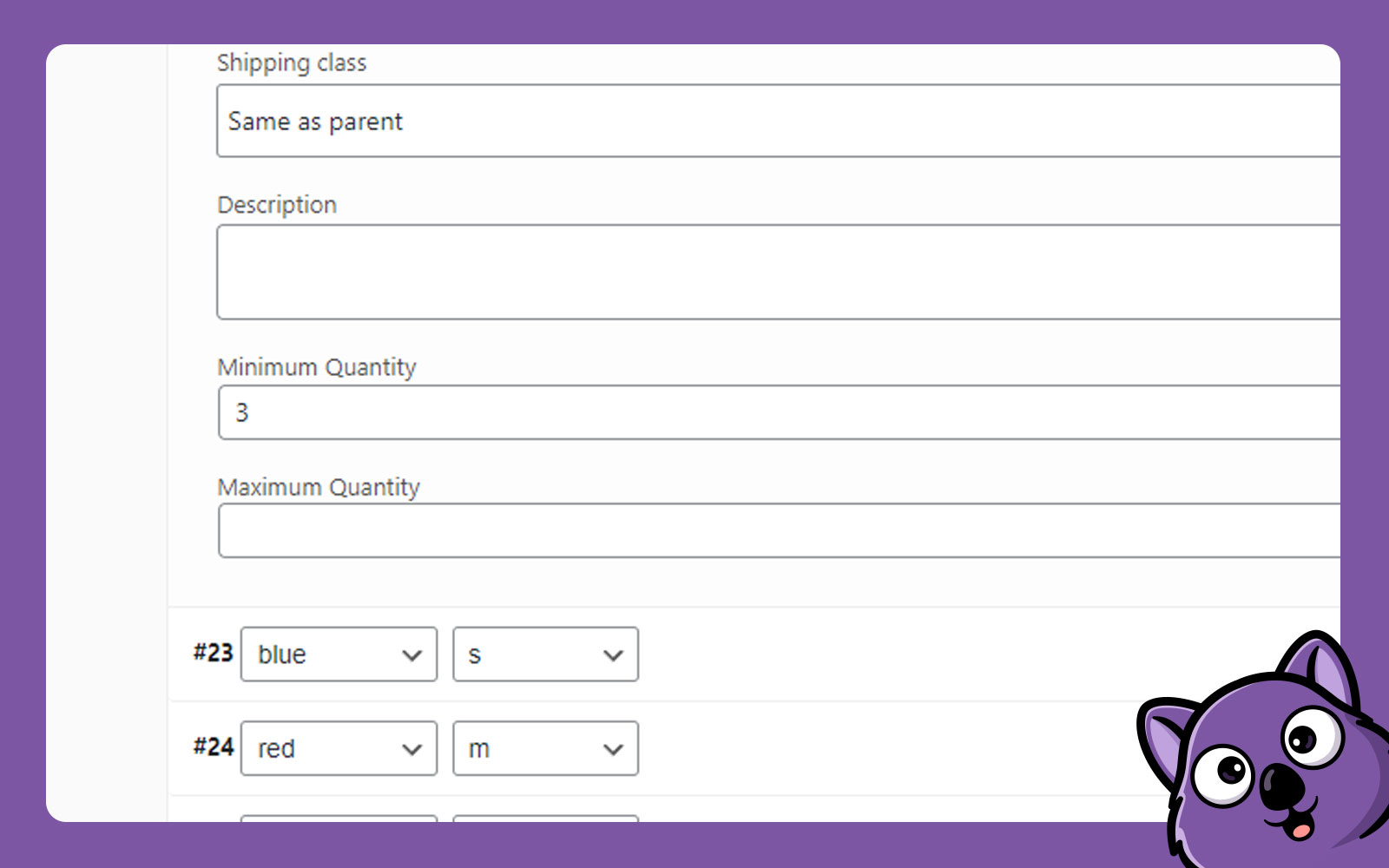 VARIABLE PRODUCT SUPPORT