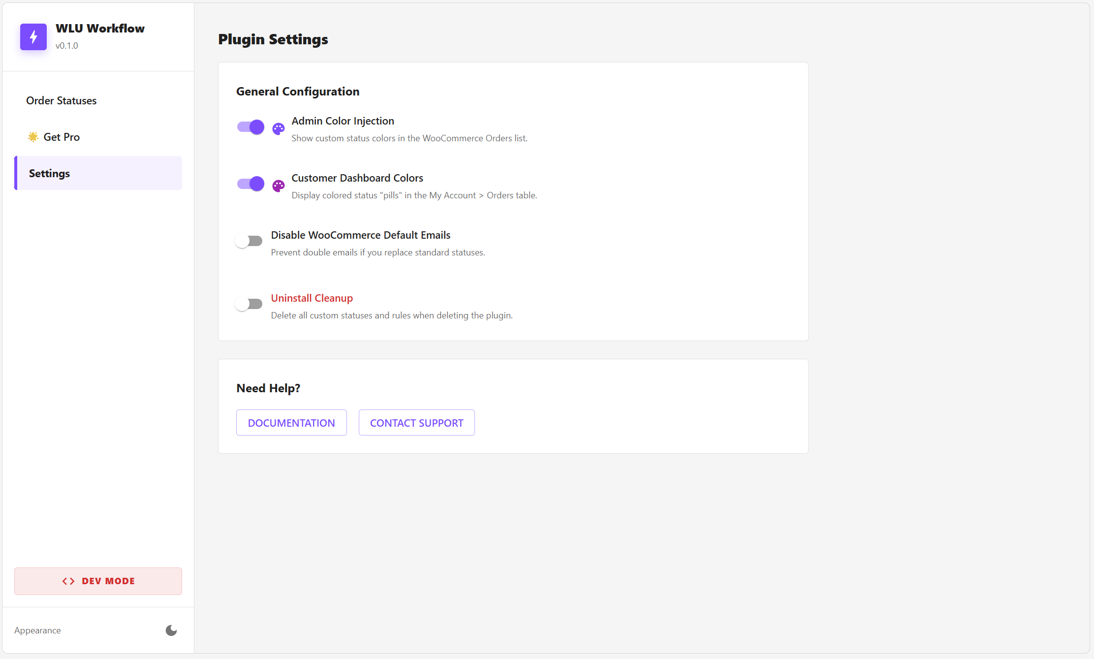 Plugin Configuration and Settings.