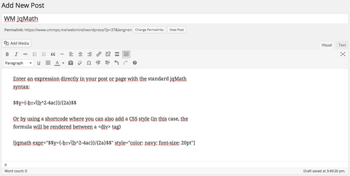 Editing a post with math formulas