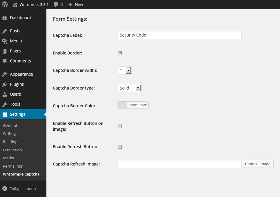 Form Settings.