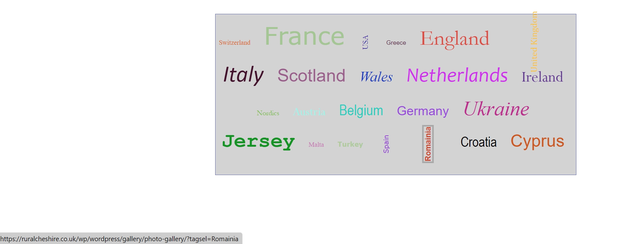 Random multi-color tag in a box with link selected