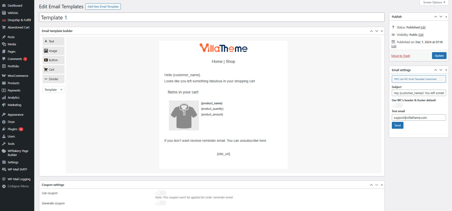 Edit email template