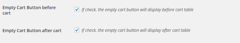 Back-end of Woo Add Empty Cart
