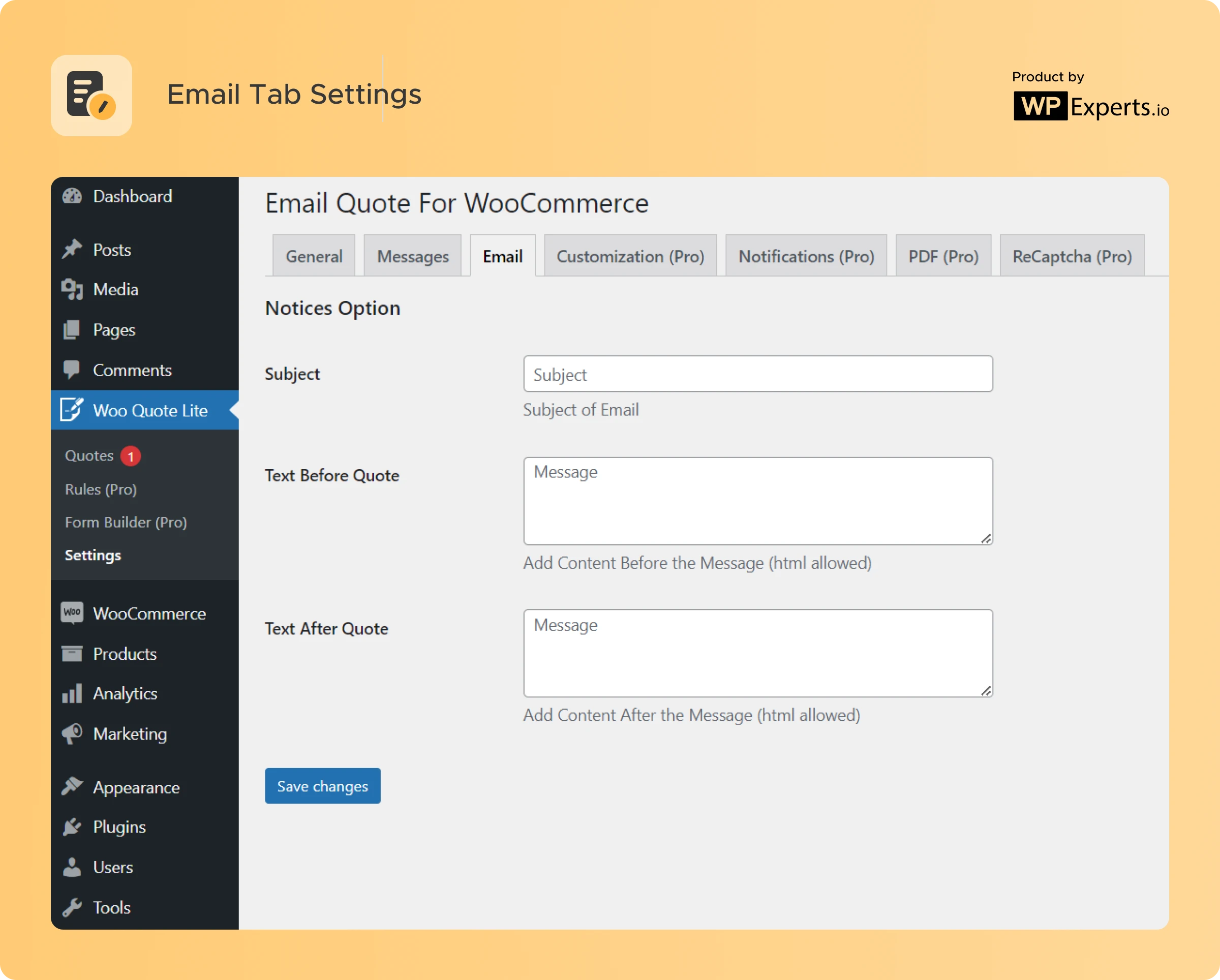 Screenshot of Woo Quotes on My Account page.