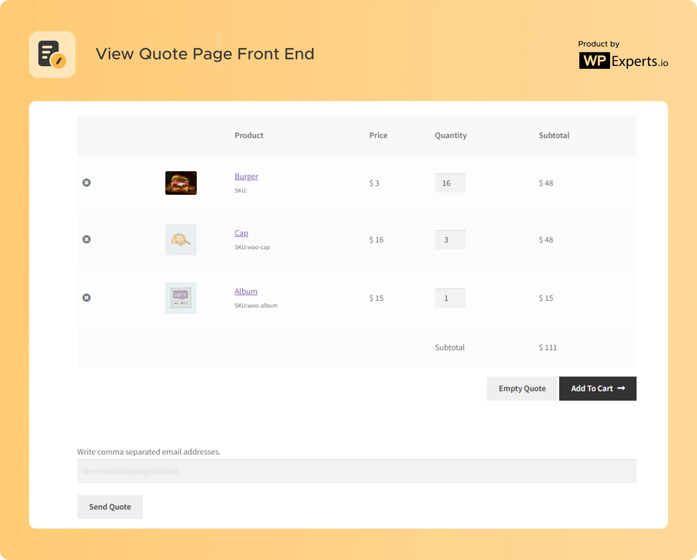 Screenshot of Woo Quotes on Admin Complete Created Quotes.