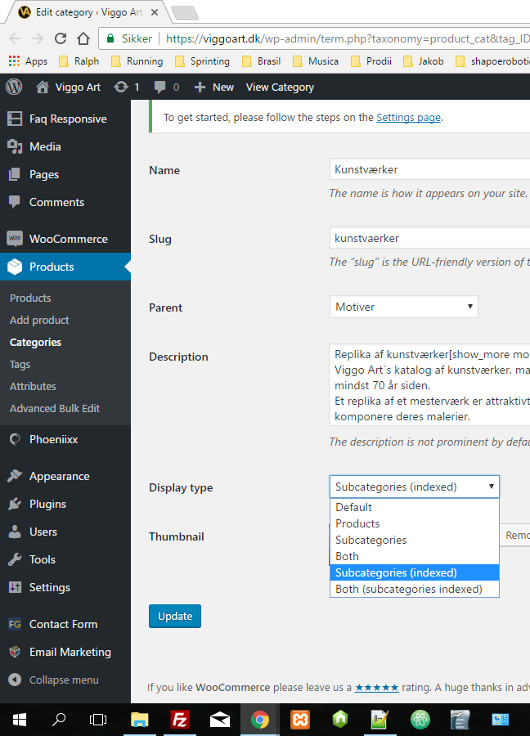Select displaytype when you are adding og creating a new category.