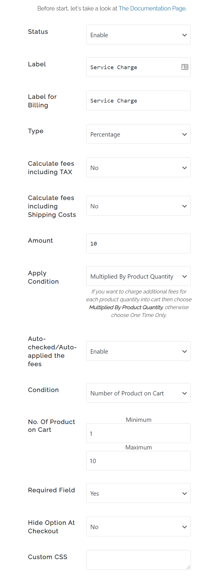 screenshot-7, MultipleFees Settings