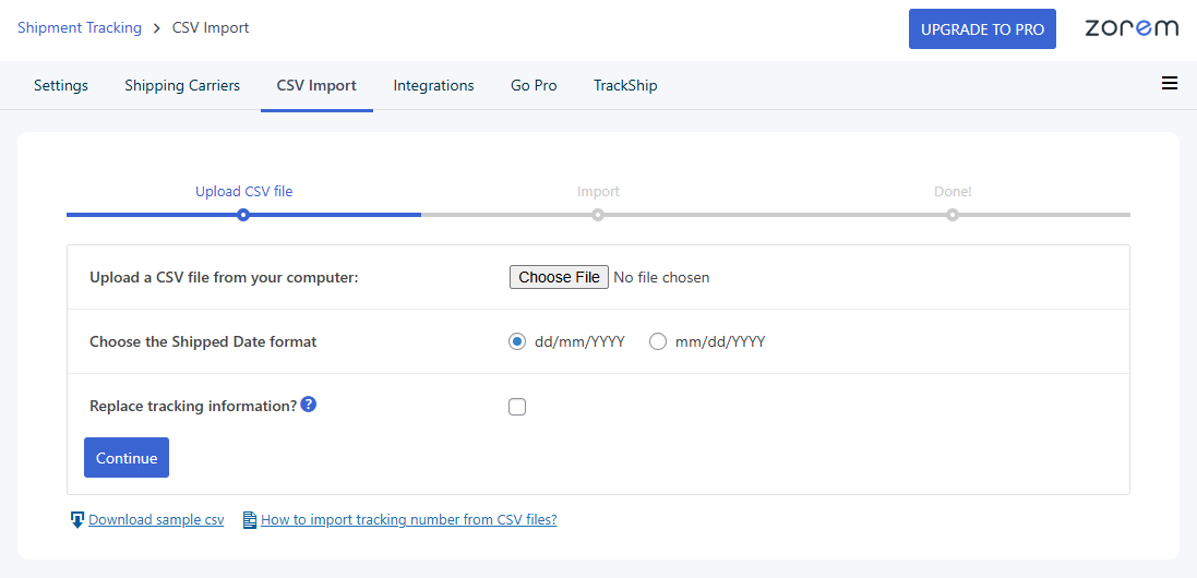 Tracking info displayed on the customer's My Account > View Order page.