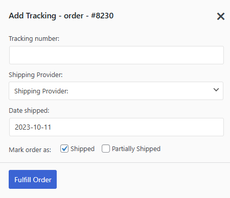 Bulk CSV import tool to add tracking numbers to multiple orders at once.