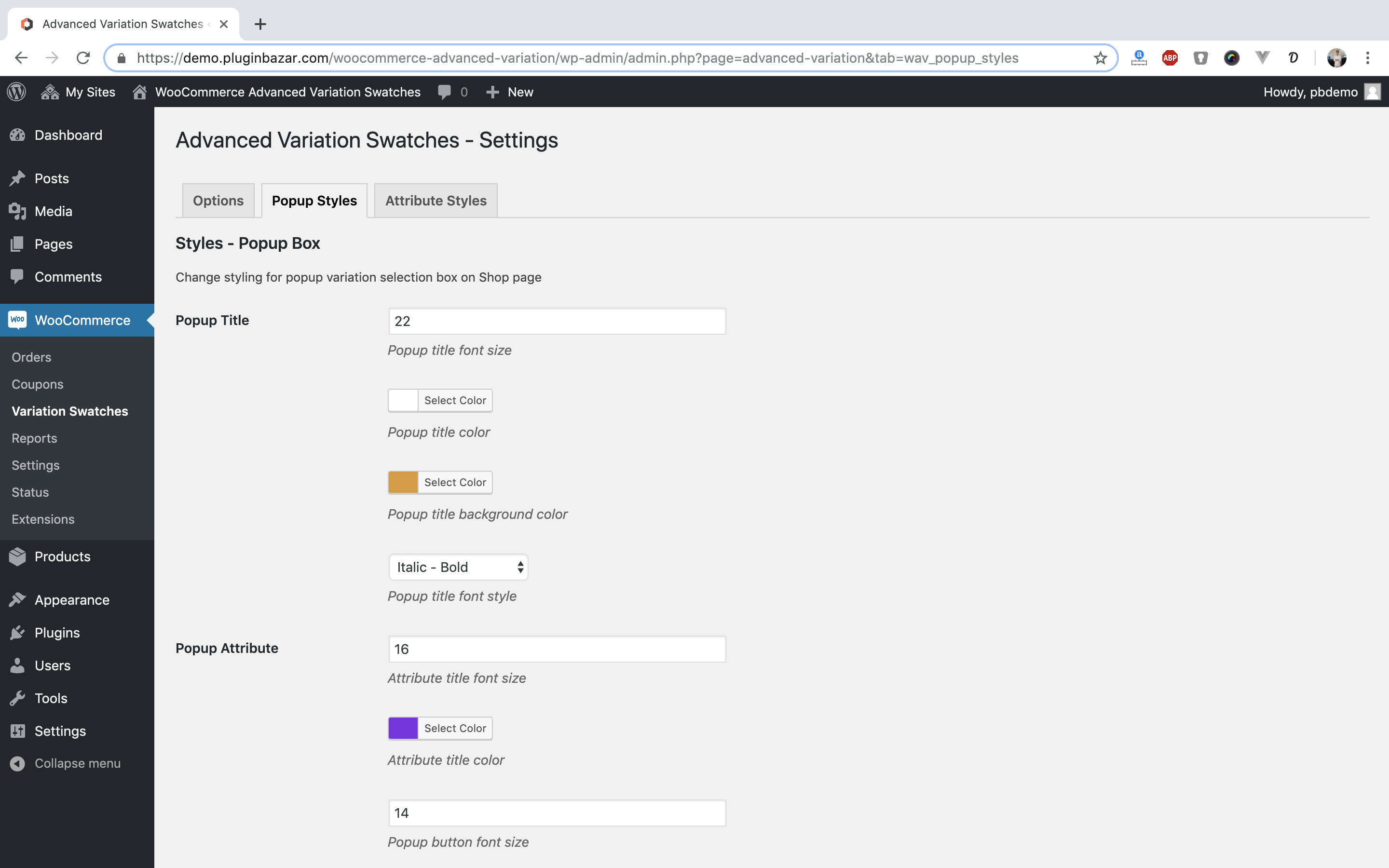 Settings - Attribute Styles (Pro)