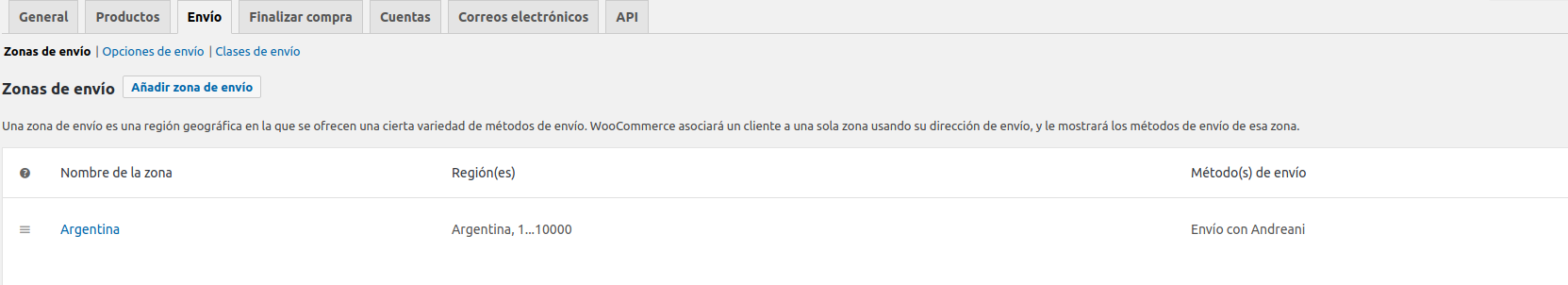 Configuracion para Argentina