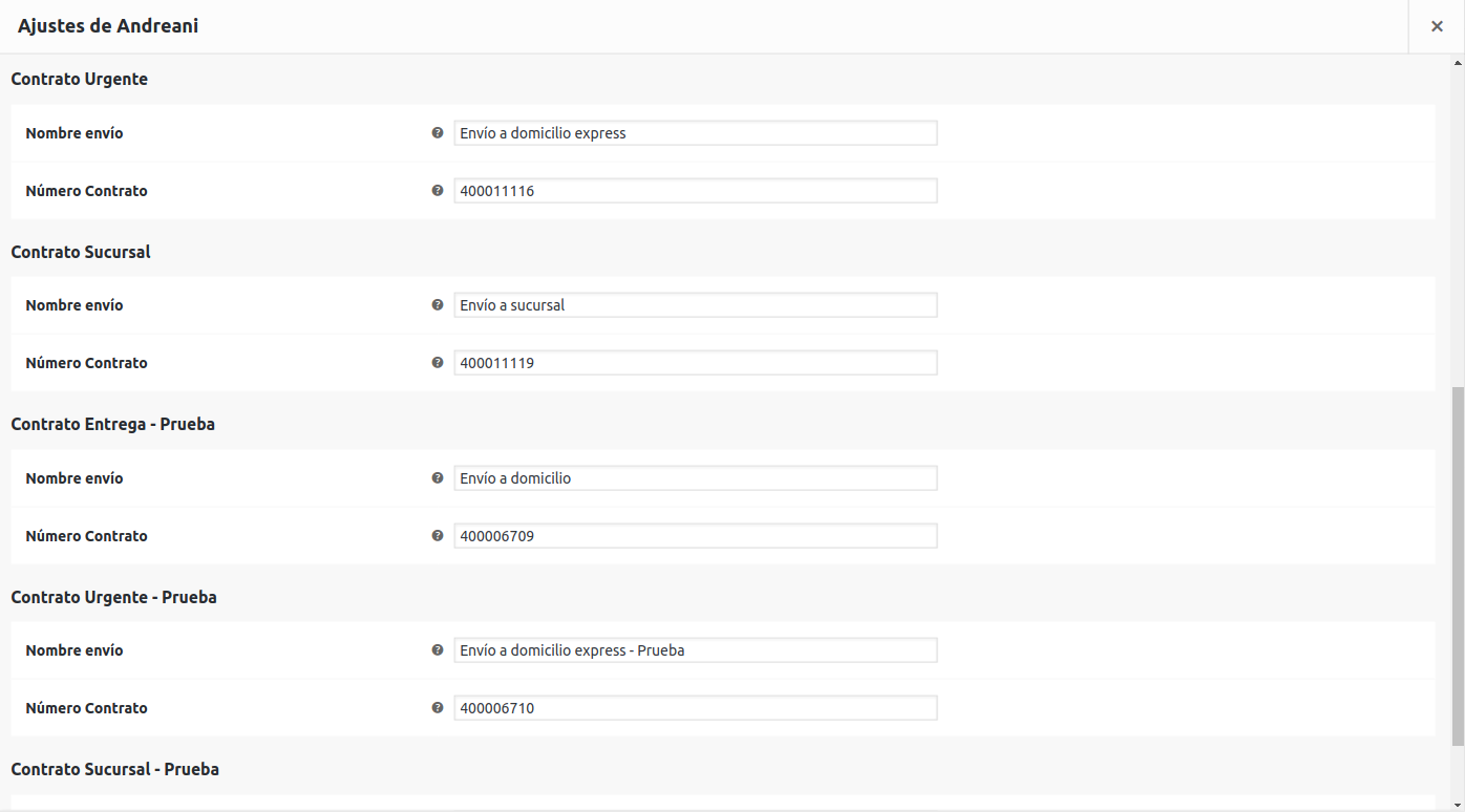 Configuracion de Andreani 2