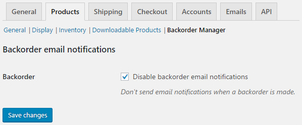 Option to disable backorder email notifications.