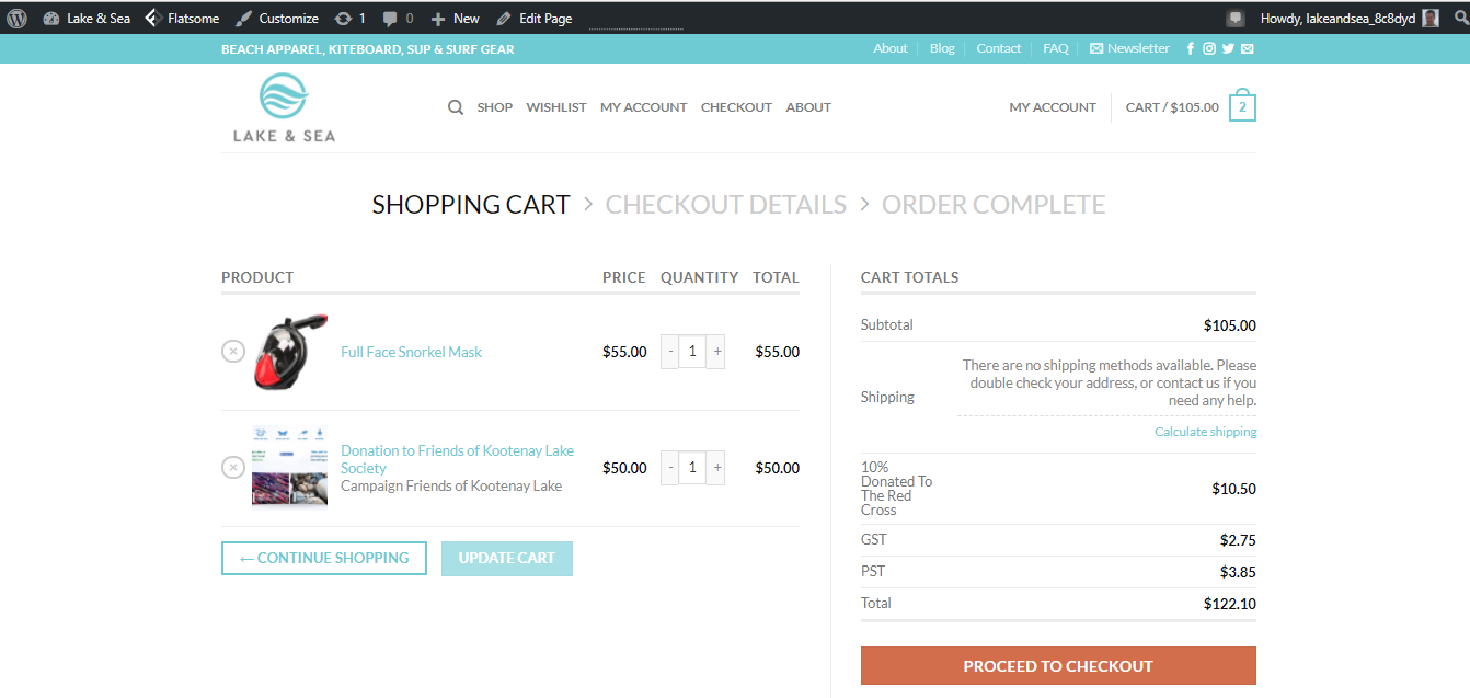 Shopping Cart Page