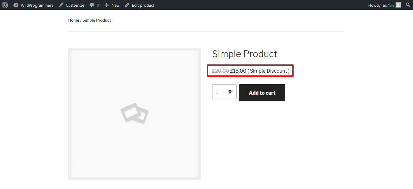 Discount for simple product on single product page