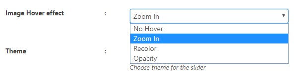 Product Category Slider display settings tab