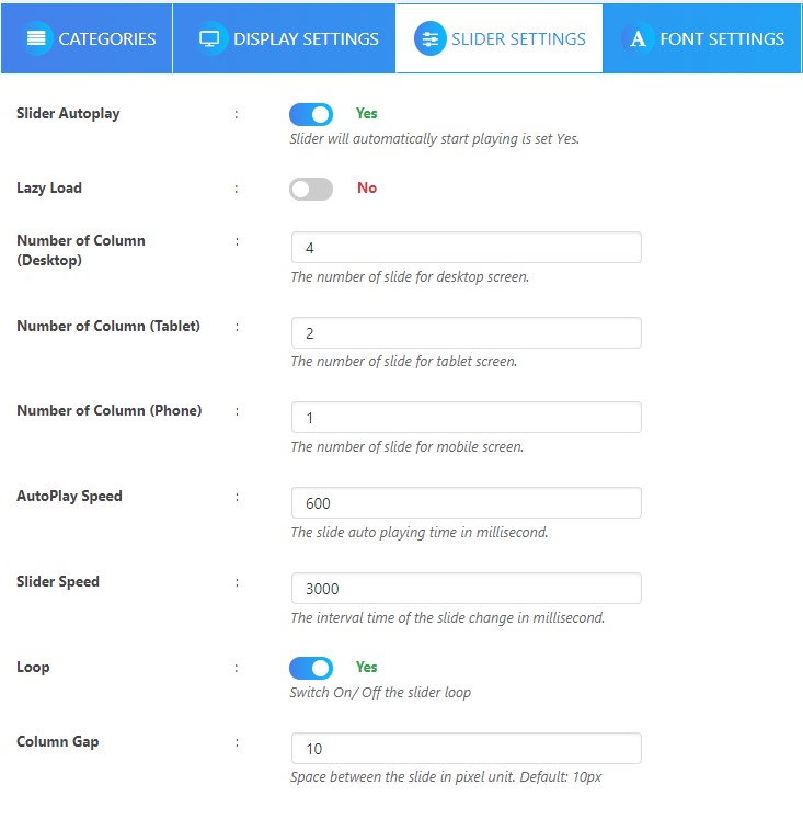 Product Category Slider custom style