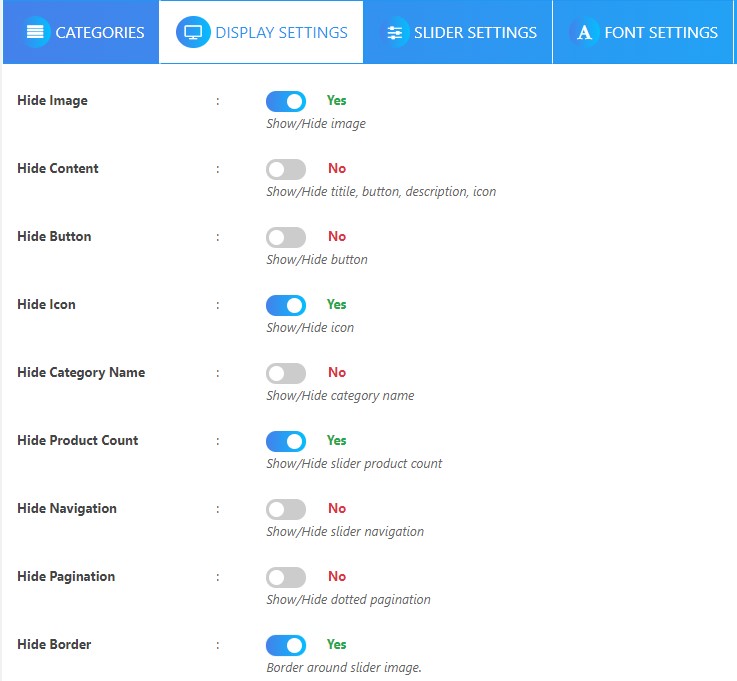 Product Category Slider button types