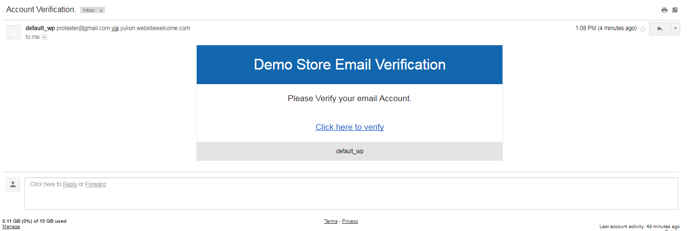 User Email to verify Email (Custom)