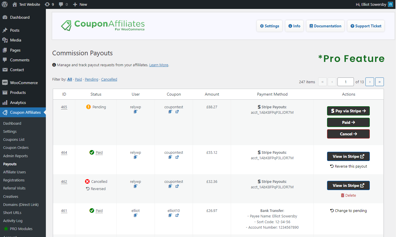 Example "Referral URL" tab on affiliate coupon dashboard page.