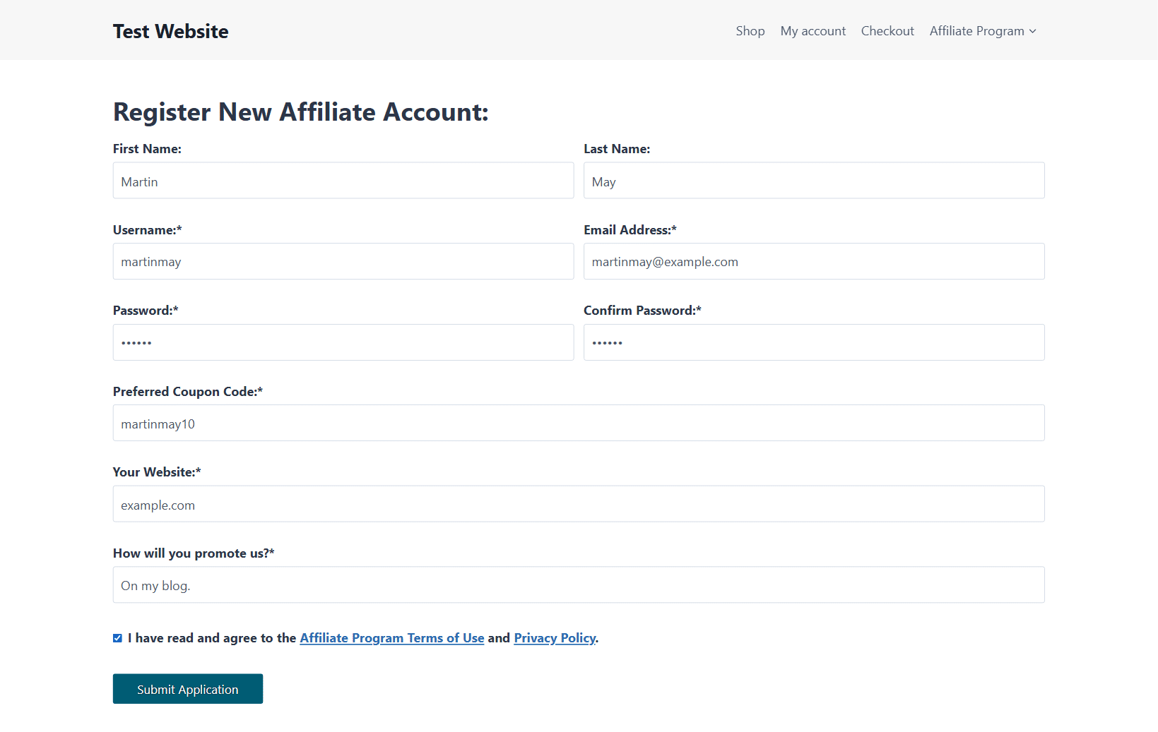 Pro Feature: Example of the "MLA" affiliate portal.