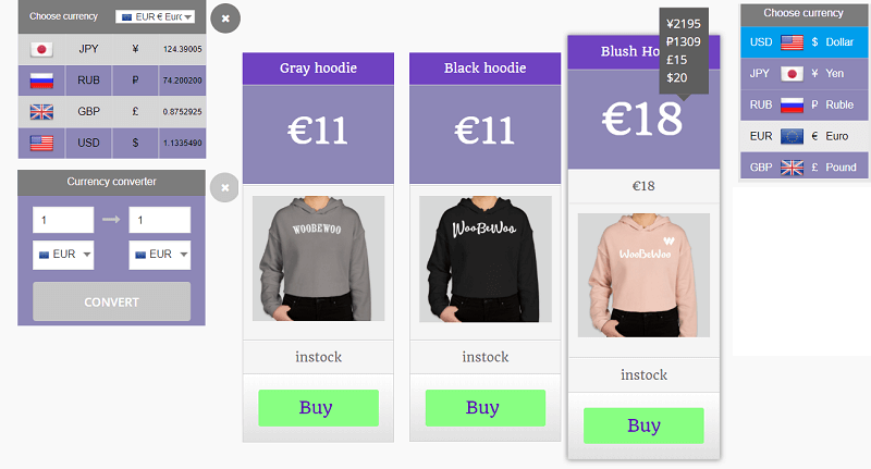 Admin panel. Frontend Switcher types: simple (vertical & horizontal), rotating, floating.