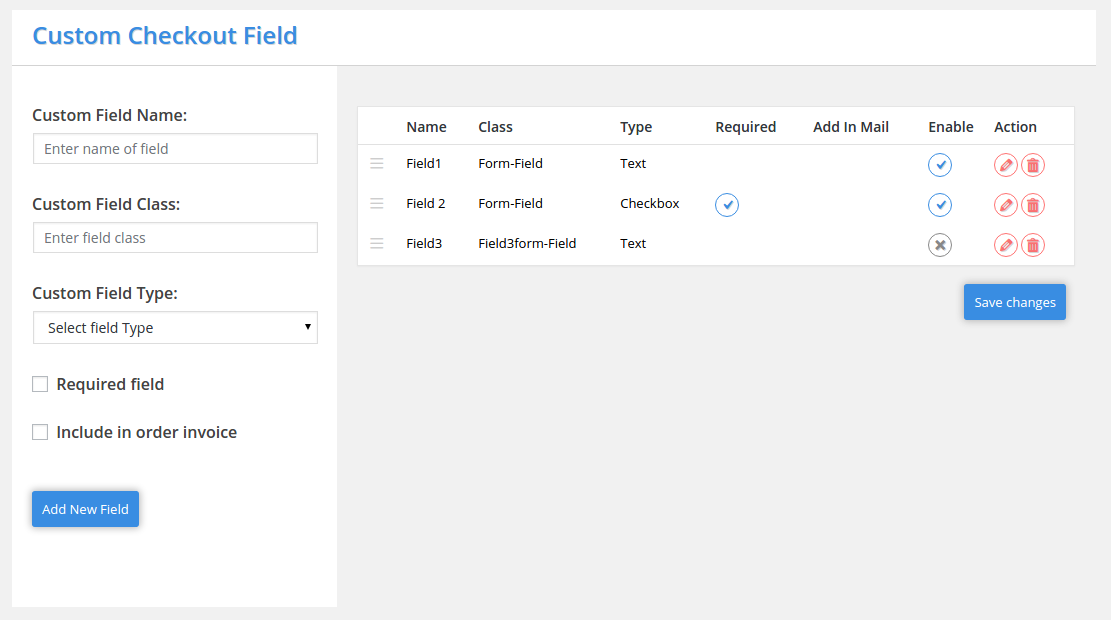 Admin screen