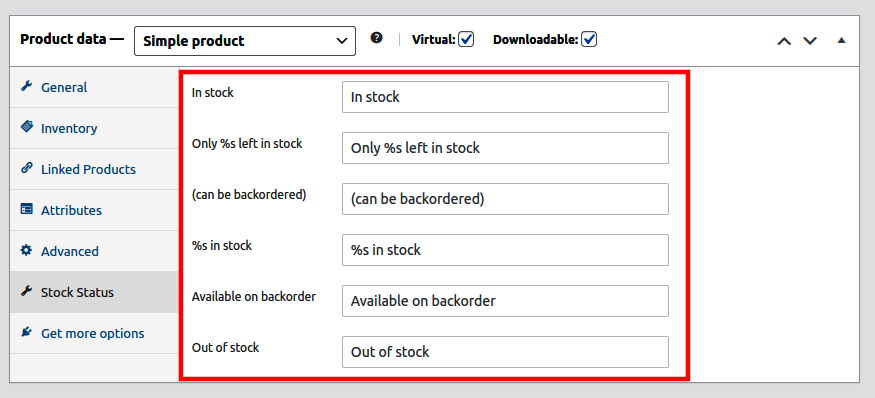 Products list page with different status