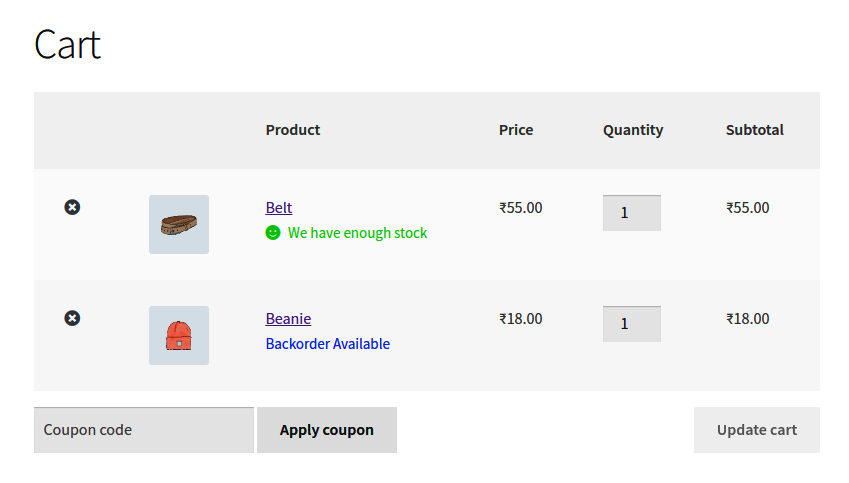 Custom stock status in order email