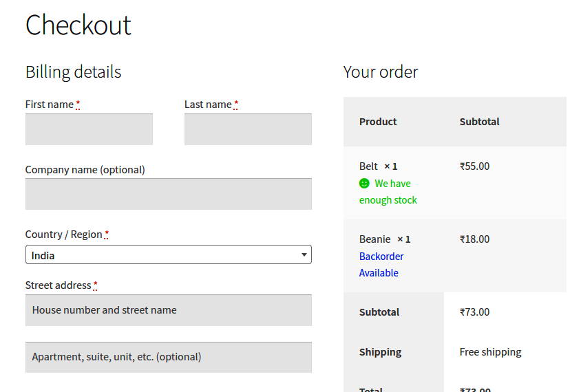 Custom stock status shortcode in widget