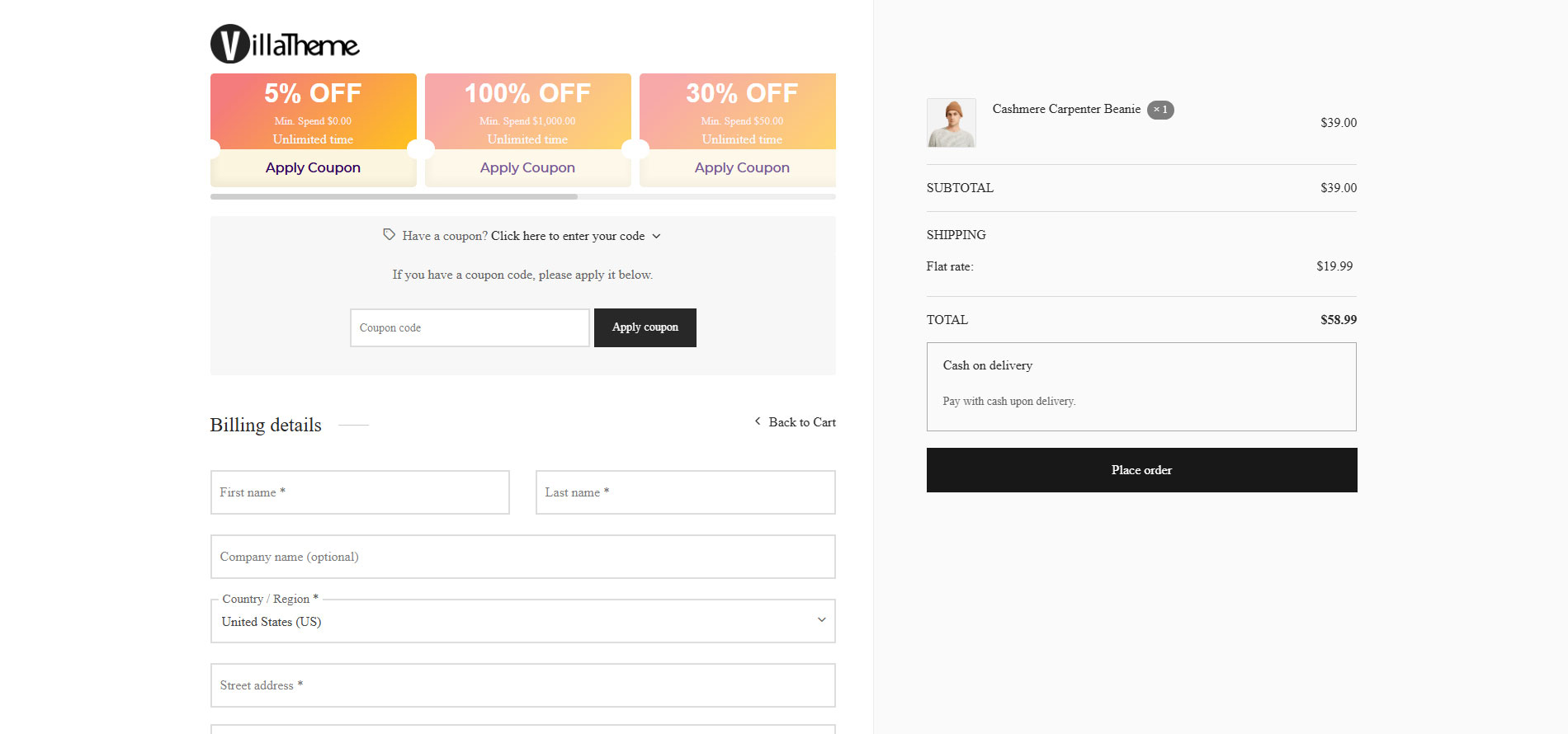 Show coupon on checkout page