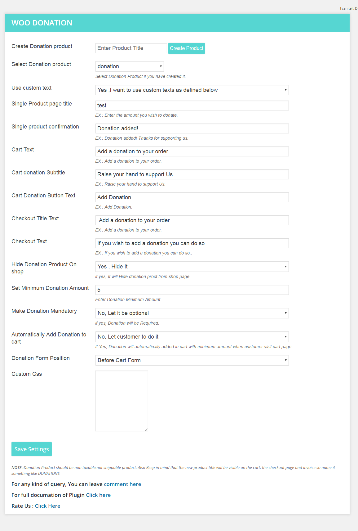 Admin screen