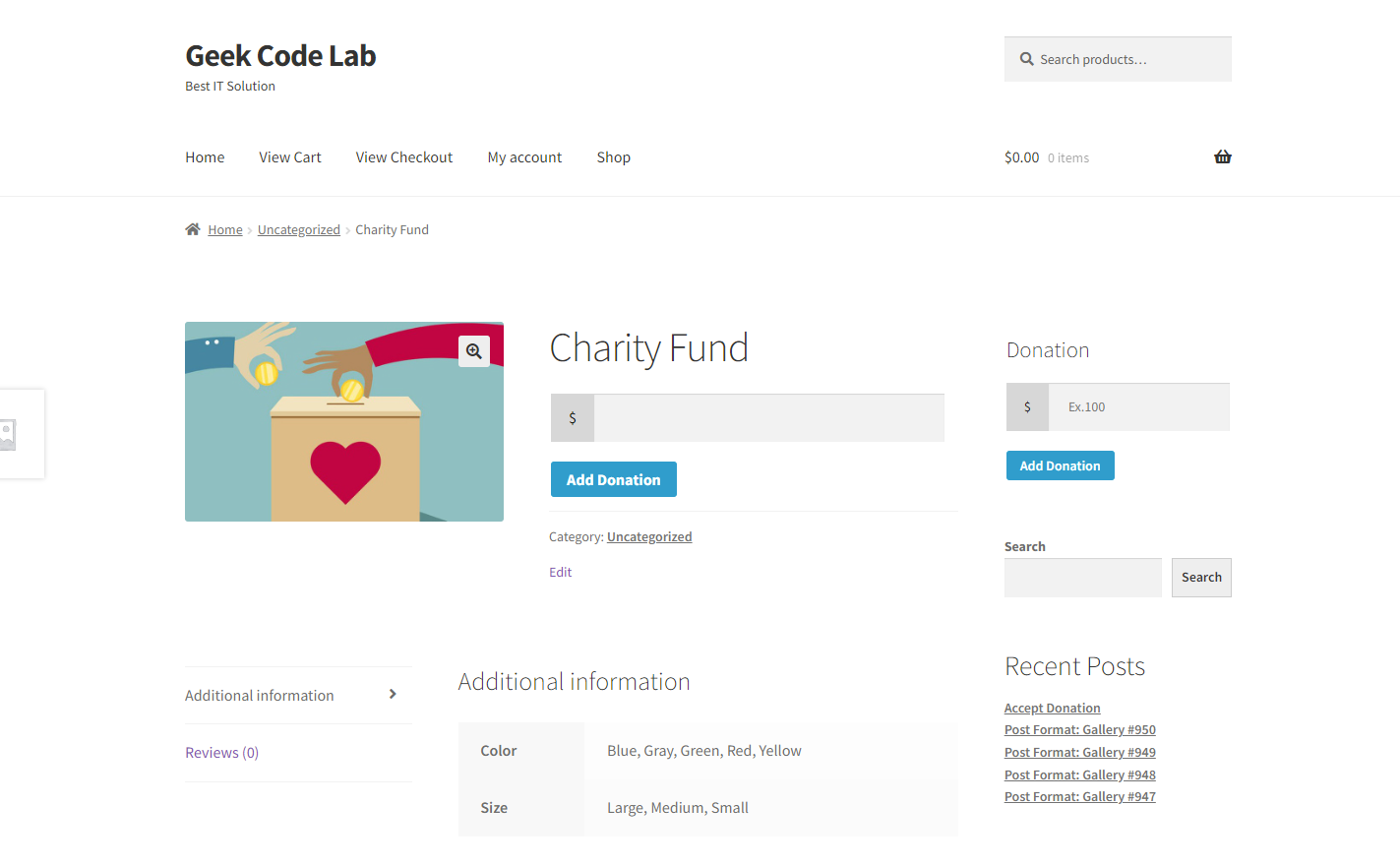 Checkout page -> donation option