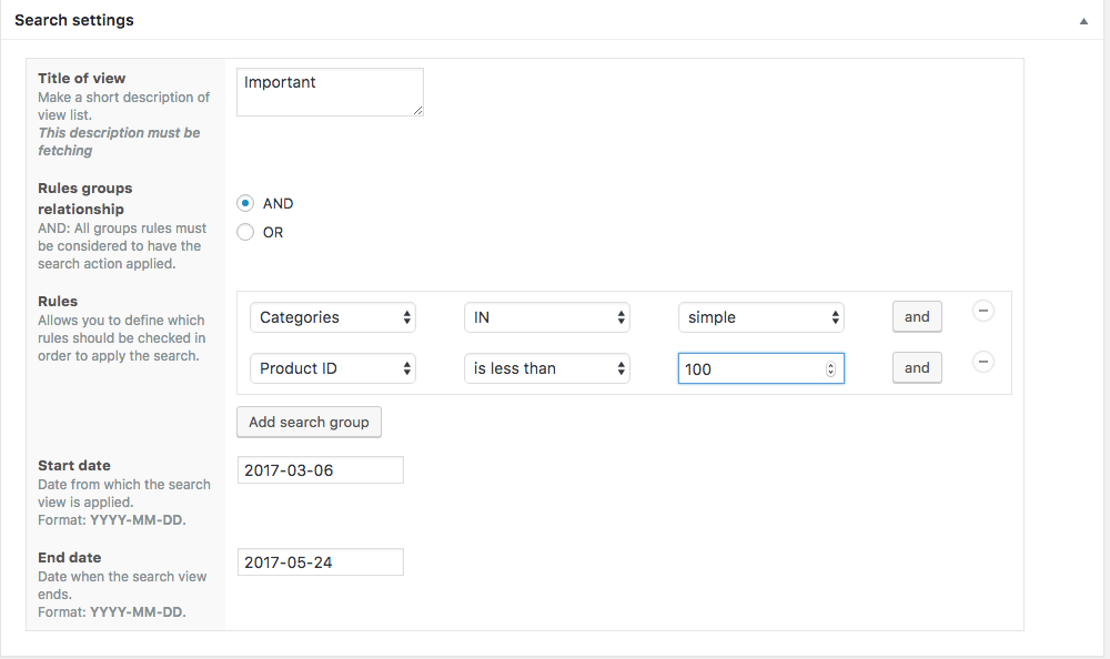 View creation page