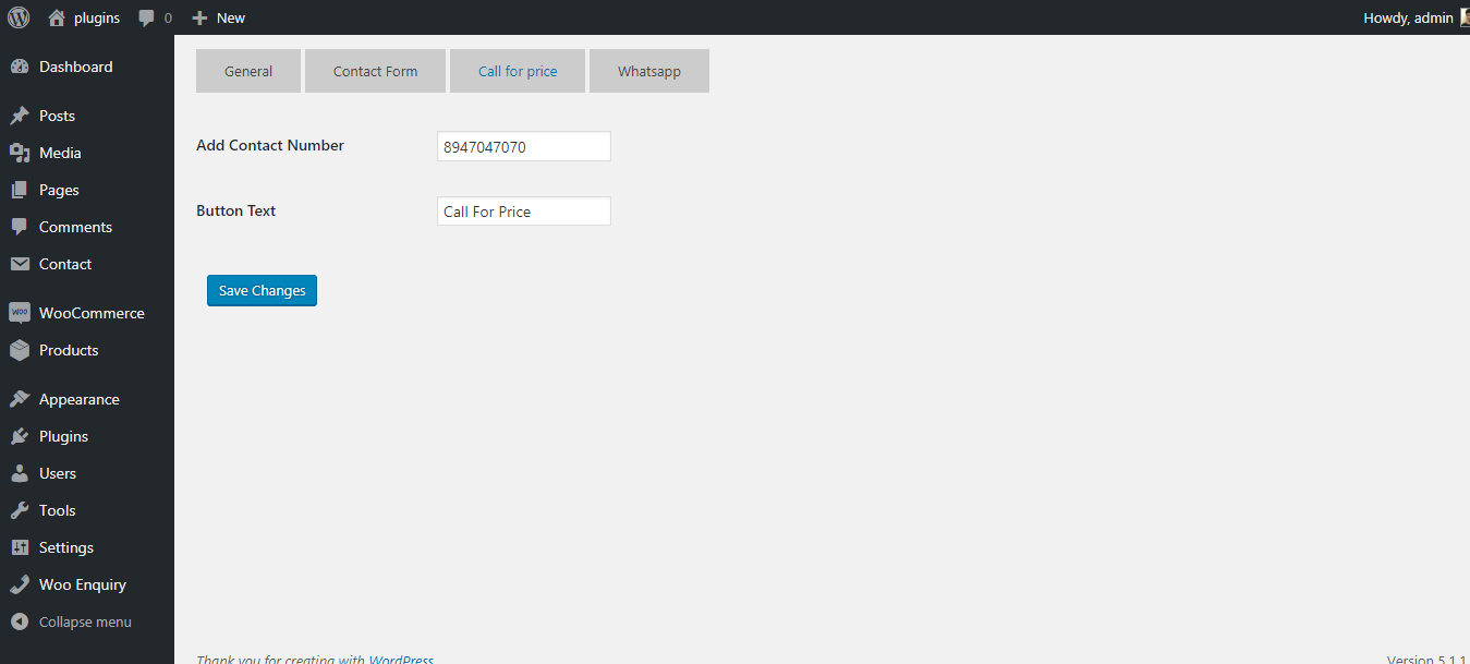 Call For Price options tab