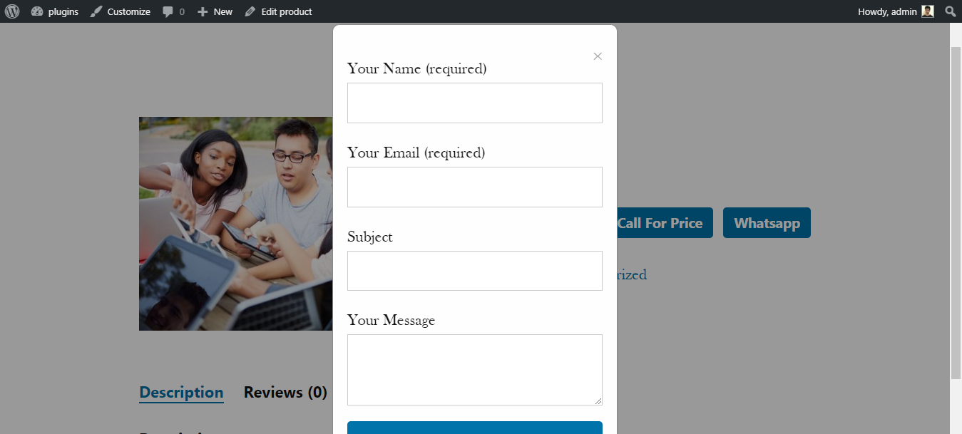 Contact Form Popup On Single Product