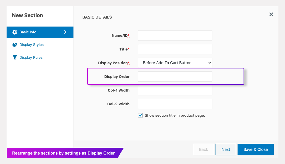 Set CSS classes for wrapper, label and input elements.