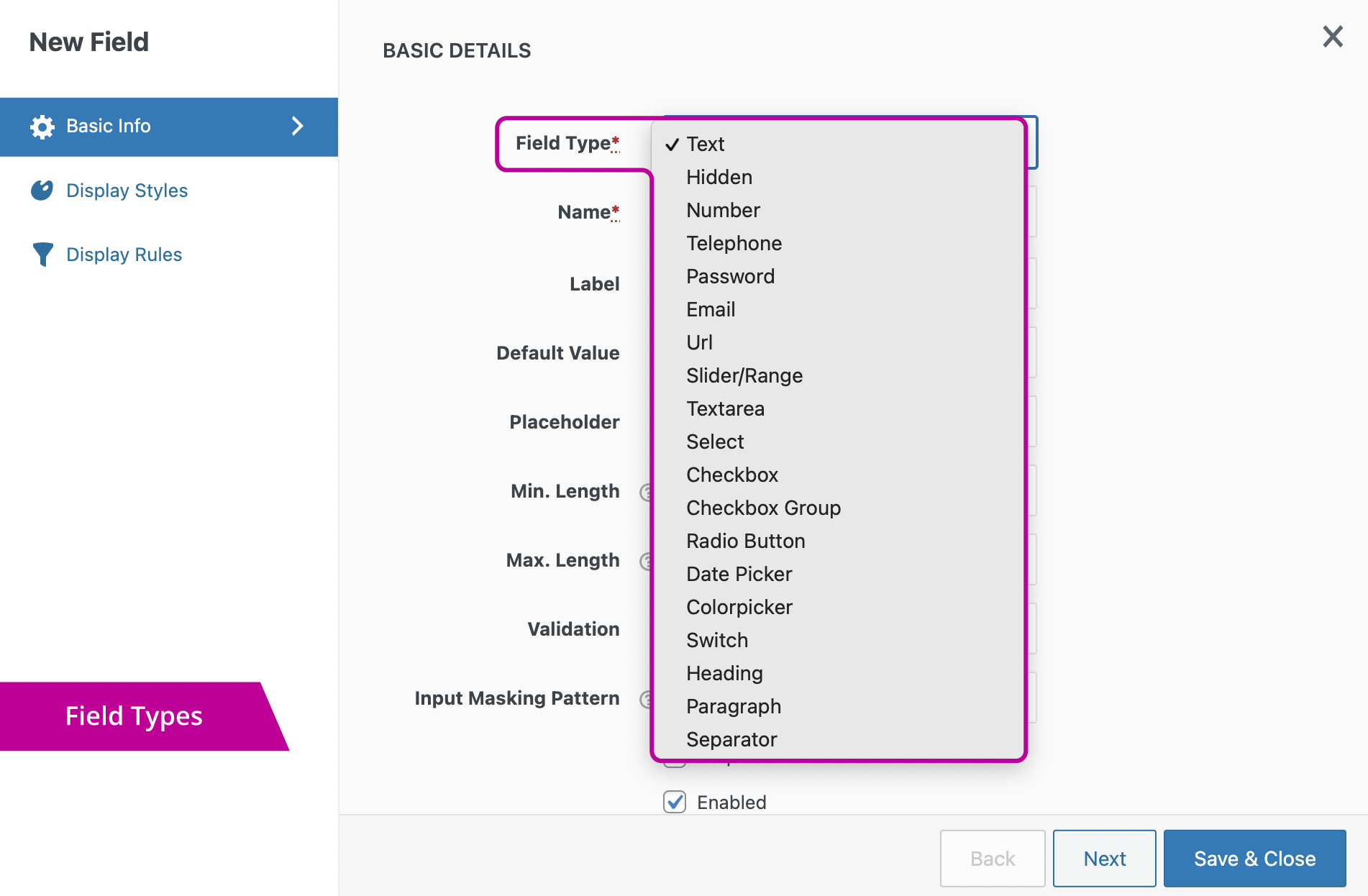 Create new section.