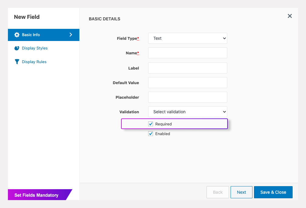 Advanced settings.
