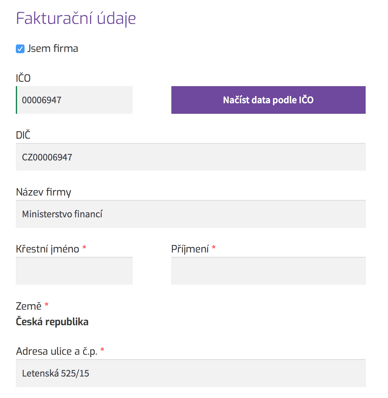 Plugin přidá do WooCommerce formuláře pole pro firmy a umožňí natažení dat podle IČO